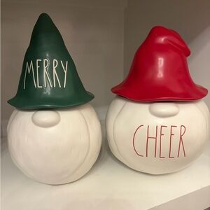 Rae Dunn Green and Red Holiday Gnome Duo